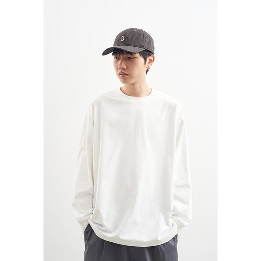 chichaqu宽松休闲百搭凉感棉混纺圆领长袖T恤 商品图2