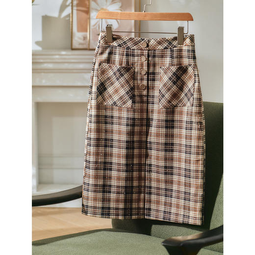 欧芮儿格子半身裙女2021新款小个子高腰显瘦休闲时尚包臀裙子 商品图1