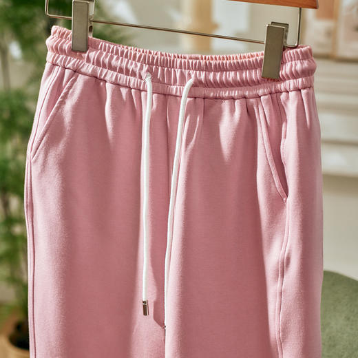 欧芮儿粉色休闲裤女新2021高腰显瘦时尚不规则设计束脚运动裤 商品图1