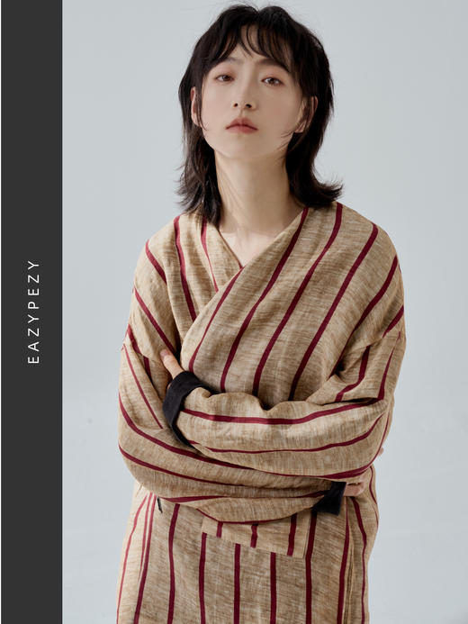 素衣锦时亚麻暗纹提花双面穿外套 商品图2