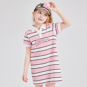 笛莎Deesha 女童连衣裙2024年新款条纹POLO连衣裙