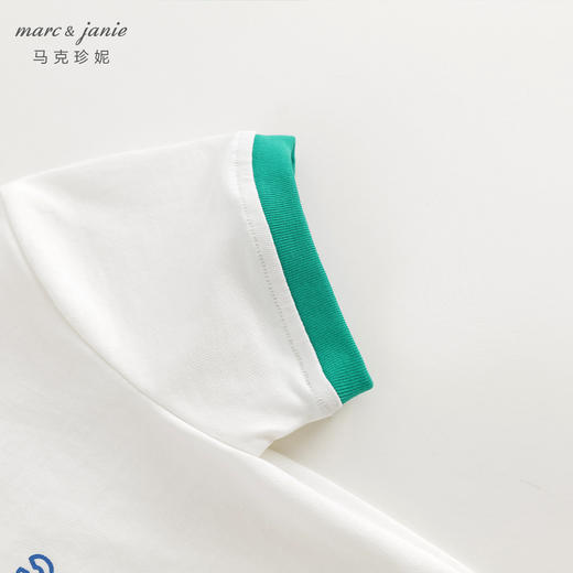 【凉感透气】马克珍妮男童机器人撞色短袖T恤儿童上衣夏装240509 商品图4