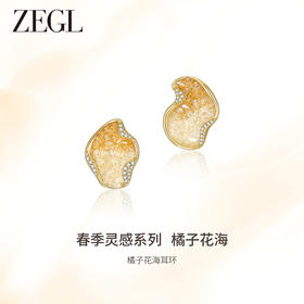 ZEGL设计师橘子花海系金色耳环女2024新款爆款高级感耳钉春夏耳饰
