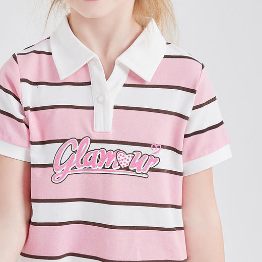 笛莎Deesha 女童连衣裙2024年新款条纹POLO连衣裙 商品图3