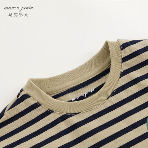 马克珍妮男童城市户外小松鼠条纹短袖T恤儿童上衣夏装新款240503 商品图3