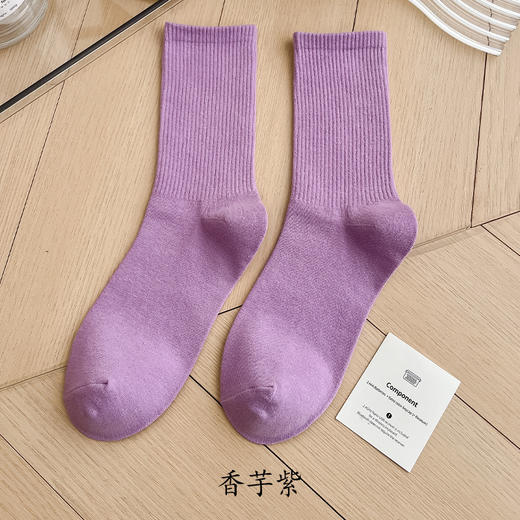 【10双以上价更低】春秋纯棉糖果色百搭五彩袜 商品图6