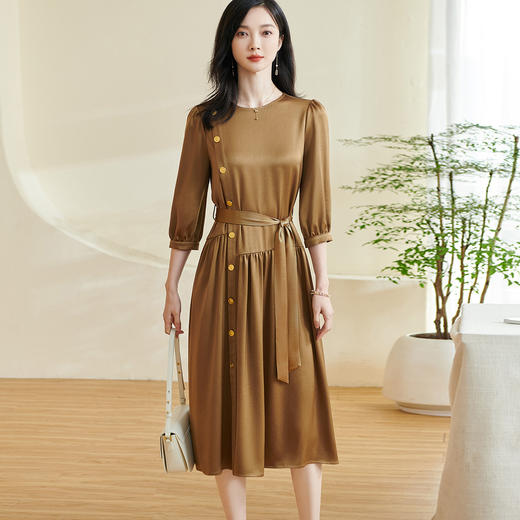 剩S/XL/XXL 米思阳2026春季新款独特设计感拼接连衣裙宽松显瘦醋酸a字裙0347 商品图3