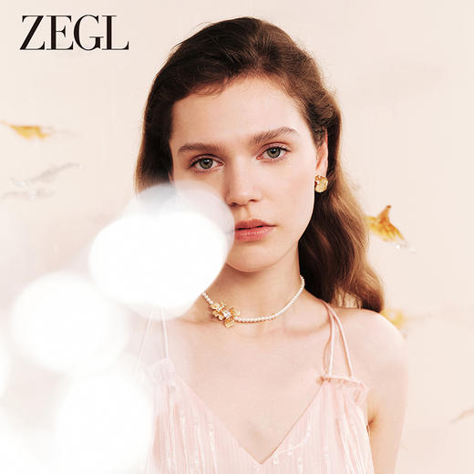 ZEGL设计师橘子花海系金色耳环女2024新款爆款高级感耳钉春夏耳饰 商品图2