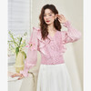 西遇V领针织开衫女早新款甜美法式拼接荷叶边长袖短上衣11521189 商品缩略图0