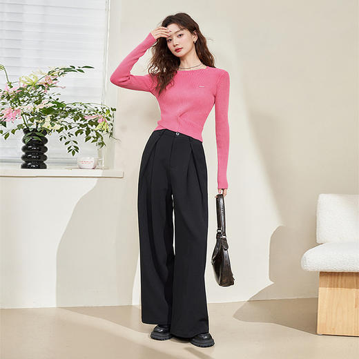 美式辣妹交叉下摆修身短款针织衫女新款设计感上衣V0540472 商品图1