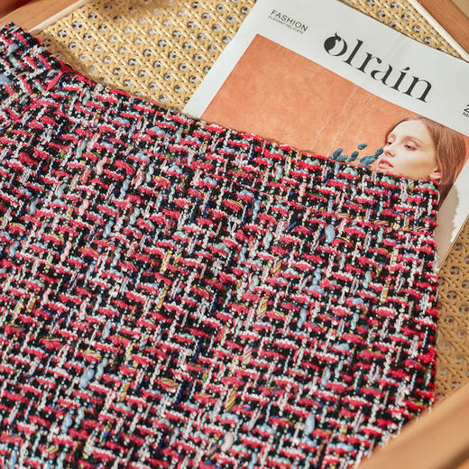 欧芮儿春新款高腰小香风半身裙女不规则短裙修身A字包臀裙 商品图2