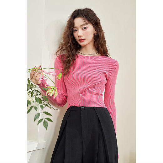 美式辣妹交叉下摆修身短款针织衫女新款设计感上衣V0540472 商品图3