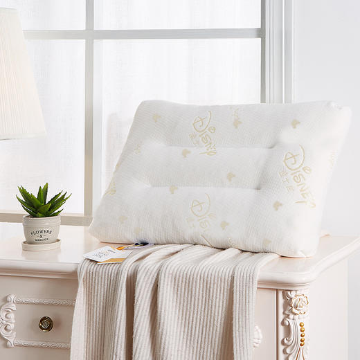 【精选】迪士尼天然高透绒颗粒乳胶枕35x55cm 采用透气网眼设计 凹槽设计 呵护颈椎 防螨抑菌 健康睡眠 商品图0