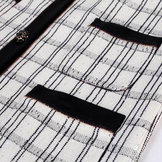 MC110斯尔丽24春季新款轻奢风时尚花纱格子直筒长袖优雅气质女式外套 商品图5