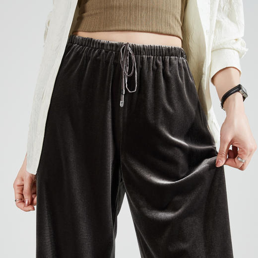 逸阳弹力金丝绒阔腿裤 丝滑垂顺有弹力 包容腿型更显瘦【丝绒空气裤】0978 商品图2