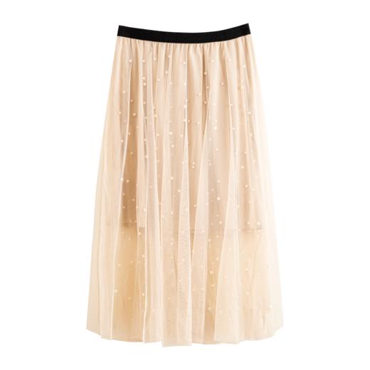 欧芮儿 新款网纱半身裙女 ins超火中长松紧腰百褶裙仙女裙 商品图1