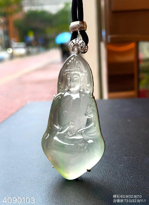 玻璃种飘翠执莲观音吊坠【4090103】具体价格微信咨询 商品图5