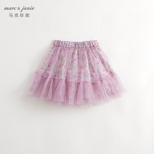 马克珍妮女童甜美碎花网纱花边短裙半身裙儿童裙子夏装新款240718 商品图1