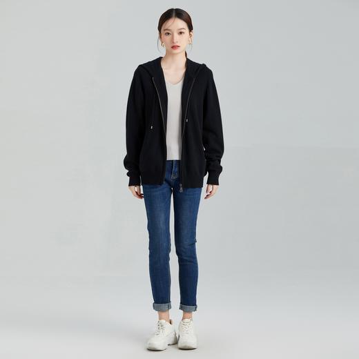 东黎 • 小山羊绒 中性风秋冬季连帽纯色宽松针织保暖连帽衫 NX-PCA2S18IM-06 商品图4