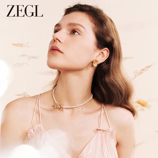 ZEGL设计师橘子花海系金色耳环女2024新款爆款高级感耳钉春夏耳饰 商品图1