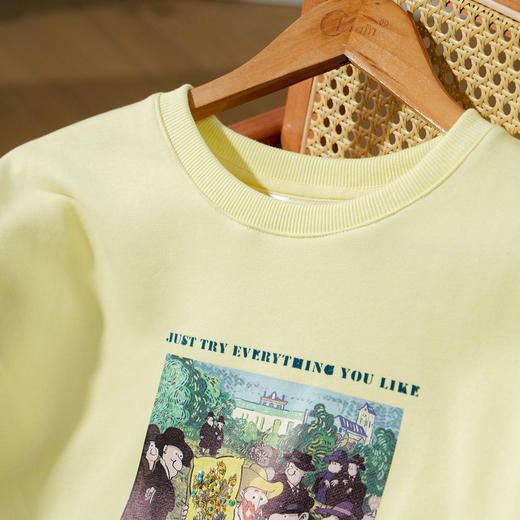 OLrain欧芮儿2025新款女秋季休闲宽松慵懒趣味抽像图案圆领卫衣 商品图3