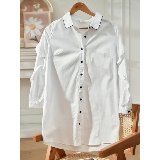 欧芮儿套装女时尚两件套荷叶边衬衫连衣裙中长套装裙 商品图0