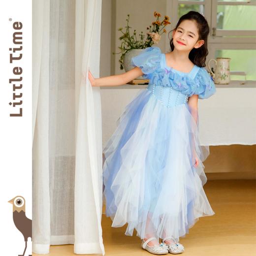 littletime女童连衣裙2024春夏新款短袖中大儿童洋气泡泡袖公主裙 商品图0