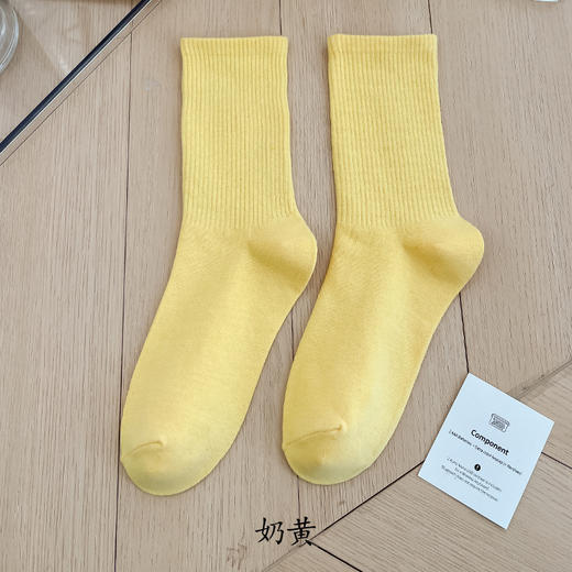 【10双以上价更低】春秋纯棉糖果色百搭五彩袜 商品图8