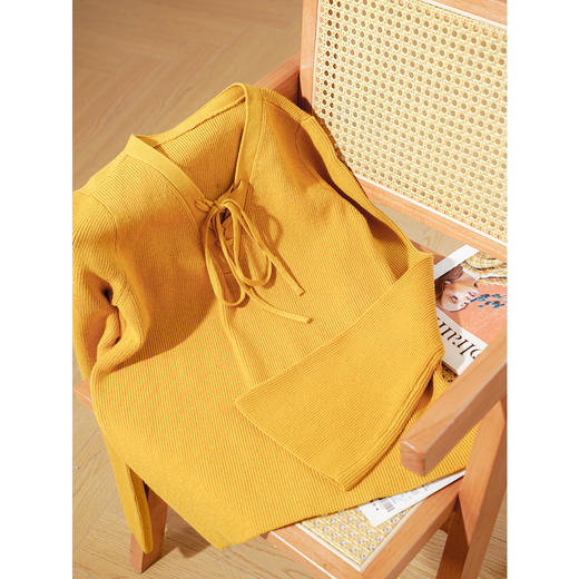 欧芮儿 新慵懒风喇叭袖泫雅网红绑带套头毛针织衫上衣女 商品图1