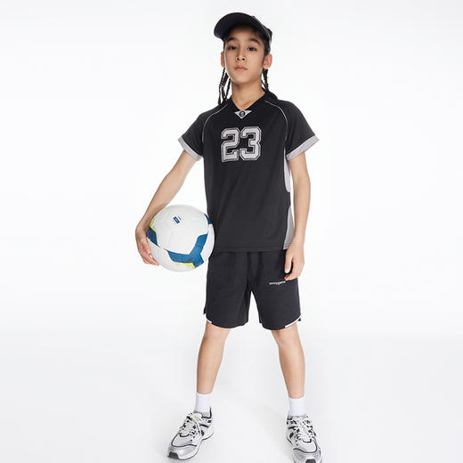 onmygame 儿童t恤夏季男童运动服复古字母印花上衣女童短袖蓝球服 商品图2