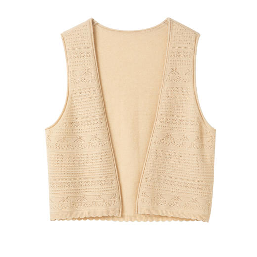 Famecoco范可儿羊毛提花针织马甲开衫女无袖马夹短款FAC1CA012 商品图5