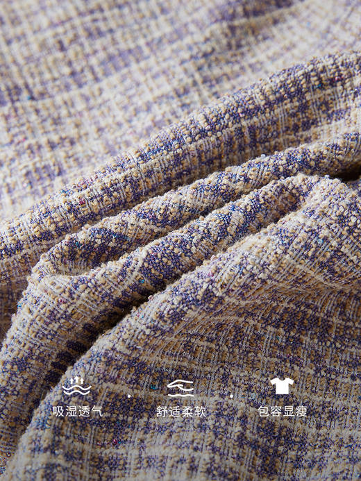 【年终特卖】熙世界小香风POLO领卫衣女2025年秋秋新款时尚宽松撞色粗花呢上衣 商品图3