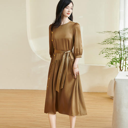 剩S/XL/XXL 米思阳2026春季新款独特设计感拼接连衣裙宽松显瘦醋酸a字裙0347 商品图1