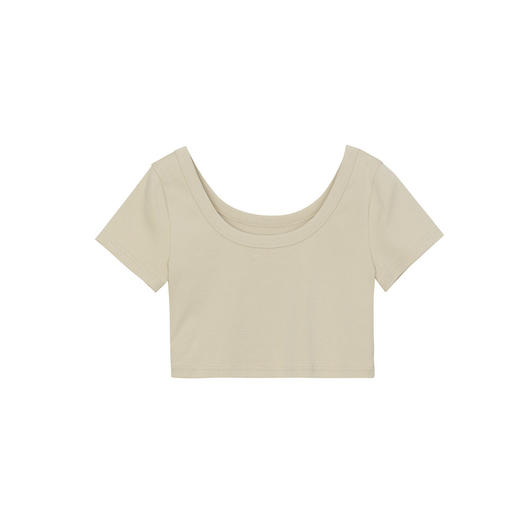 谜底短款紧身T恤女2024年夏新品时尚百搭大圆领超弹上衣242MT0716 商品图4