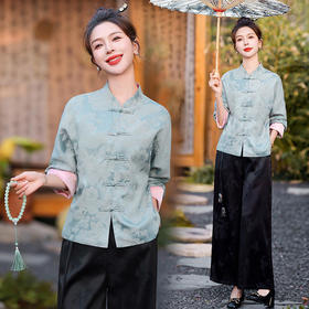 HR-XYSP6006新中式国风绸缎刺绣宽松时尚减龄大码上衣外套