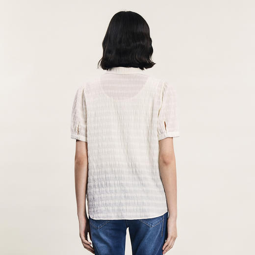 谜底主题印花衬衫短袖女2024年夏季新品通勤风提花衬衣242MC0538 商品图2