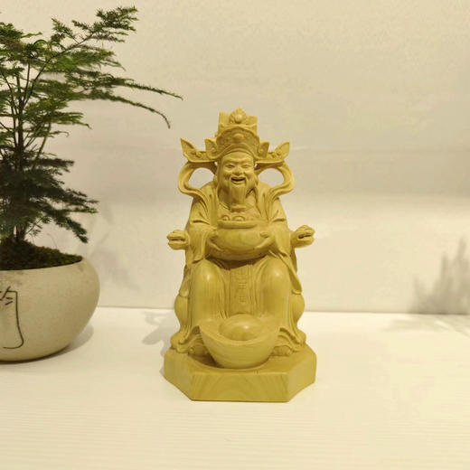 财神坐像°黄杨木摆件 商品图0