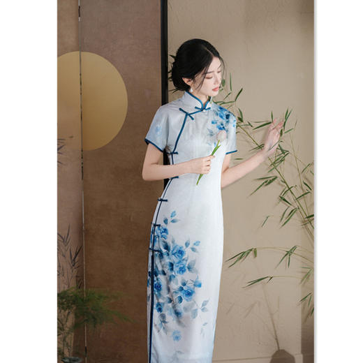 仿醋酸提花短袖春夏新款年轻改良旗袍GX183204 商品图3