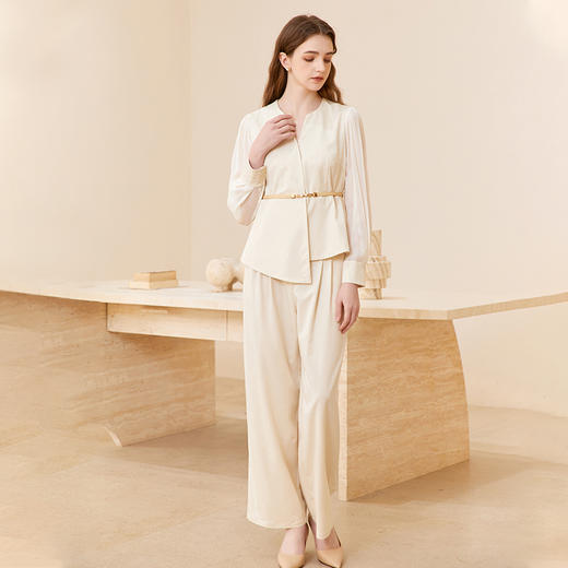 famecoco品牌职业气质套装女衬衫裤子两件套通勤正装FAC1EB002 商品图0