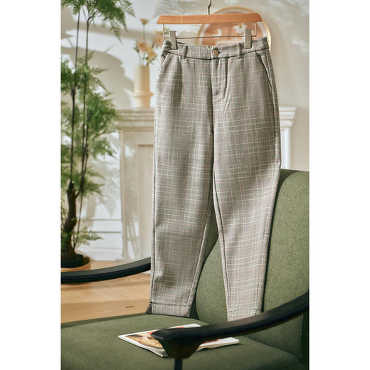 欧芮儿格子休闲裤女九分裤秋冬装女2021新款加绒加厚保暖女裤子 商品图0