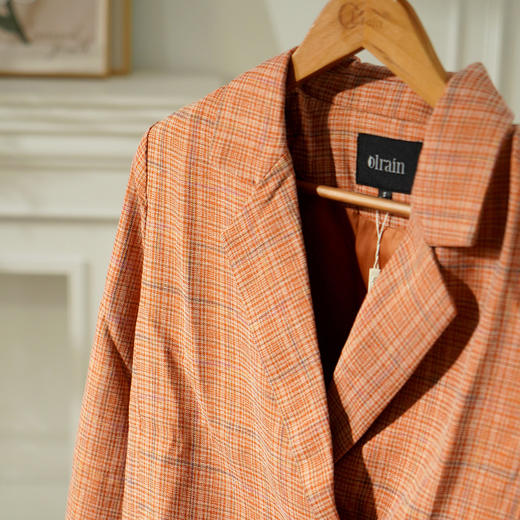 欧芮儿新品长袖双排扣格子小西外套女宽松韩版显瘦上衣 商品图3