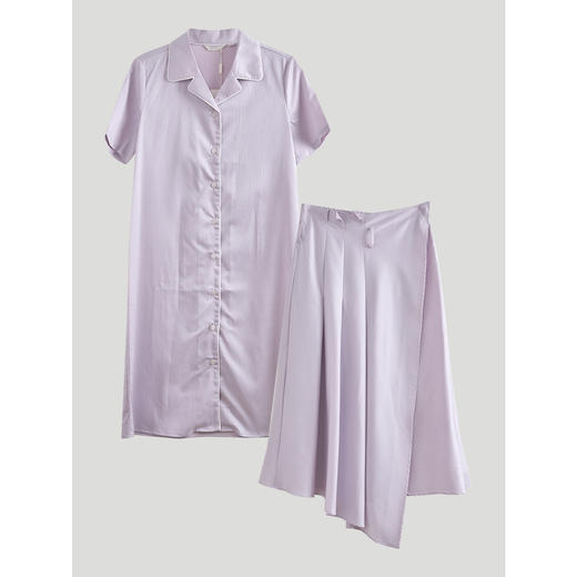 欧芮儿短袖连衣裙女夏季2022新款收腰系带不规则中长款A字伞摆裙 商品图2