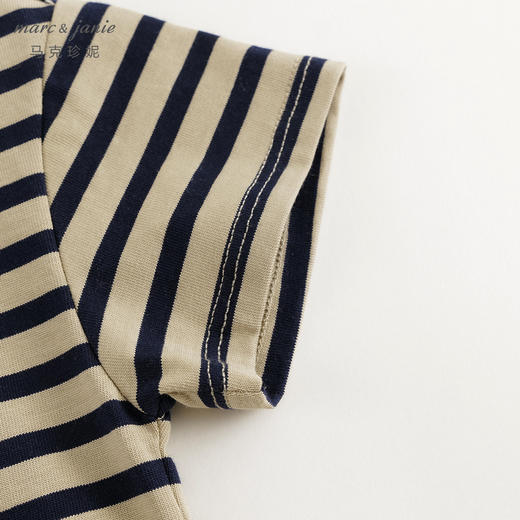 马克珍妮男童城市户外小松鼠条纹短袖T恤儿童上衣夏装新款240503 商品图5