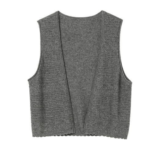 Famecoco范可儿羊毛提花针织马甲开衫女无袖马夹短款FAC1CA012 商品图6