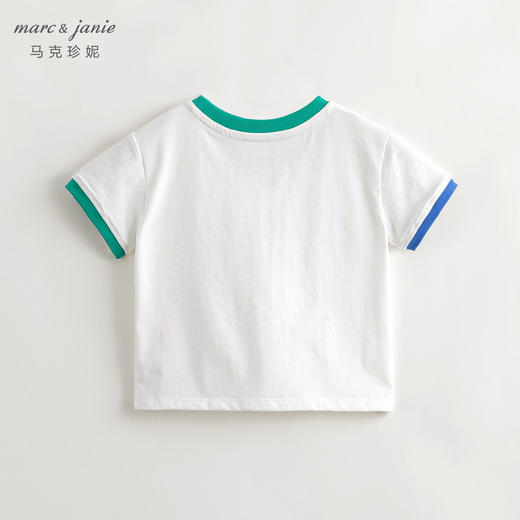 【凉感透气】马克珍妮男童机器人撞色短袖T恤儿童上衣夏装240509 商品图1