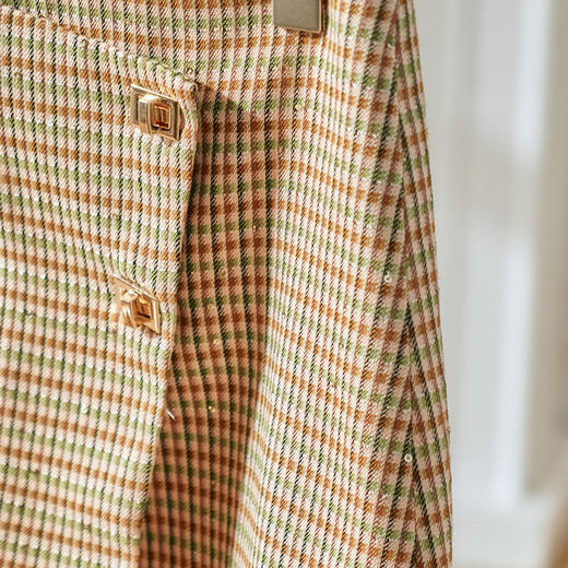 欧芮儿格子半身裙女2021新款高腰显瘦小个子短款不规则裙子 商品图3