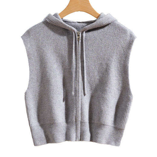 连帽拉链针织马甲，短款外穿坎肩无袖高腰毛衣CC-J-501 商品图4