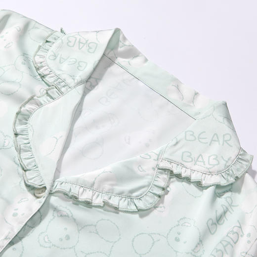 都市丽人生活家居春夏睡衣女哑光弹力色丁家居服薄款短袖短裤女士丝质套装LH41B7 商品图4