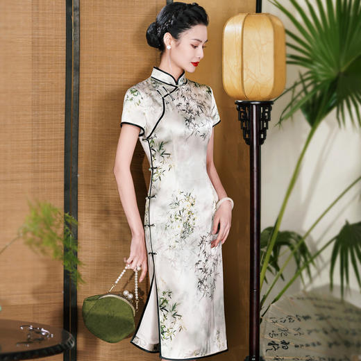 新中式真丝旗袍国风改良高端桑蚕丝连衣裙年轻款HY254 商品图2