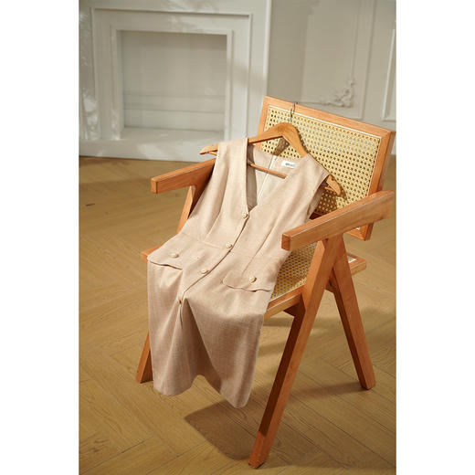 欧芮儿春新款无袖V领格子连衣裙女中长款气质收腰显瘦A字裙 商品图2